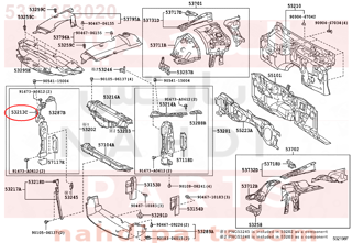 5321353020,SUPPORT, RADIATOR, UPPER FRONT,دعامة 