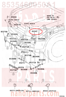 8535460050A1,NOZZLE SUB-ASSY, TYPE1 H/LAMP WASHER, LH,غطاء صدام بخاخ الموية