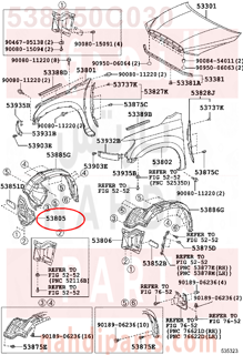 538050C030,SHIELD SUB-ASSY, FRONT FENDER SPLASH, RH,بطانة رفرف