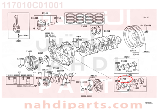 117010C01001,BEARING, CRANKSHAFT,سبيكة مكينة 
