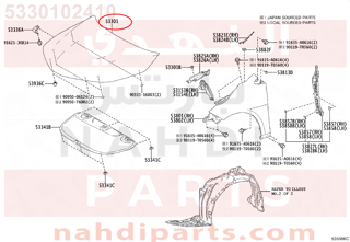 5330102410,HOOD SUB-ASSY,كبوت كامل - بونيت 