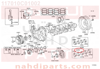 117010C01002,BEARING, CRANKSHAFT,سبيكة مكينة 