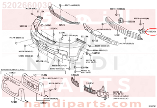 5202660030,EXTENSION SUB-ASSY, FRONT BUMPER, NO.2 LH,قاعدة شاصي 