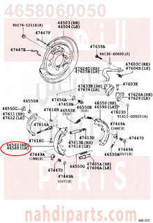 4658060050,SHOE ASSY, PARKING BRAKE, LH NO.1,قماش فرامل