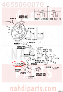 4655060070,SHOE ASSY, PARKING BRAKE, RH OR CENTER NO.2,قماش فرامل يدوية - جلنط