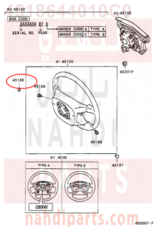 4518644010C0,COVER, STEERING WHEEL, LOWER NO.3,غطاء