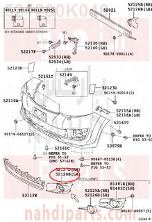 521280K040,COVER, FRONT BUMPER HOLE, LH,غطاء كشاف يسار - بدون فتحة كشاف