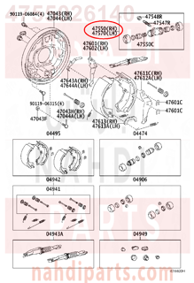 4755026140,CYLINDER ASSY, REAR WHEEL BRAKE(FOR RH, FRONT OR UPPER),سلندر فرامل خلفي