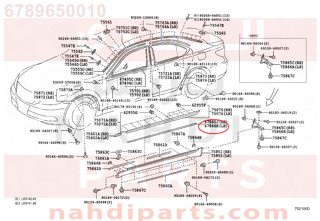 6789650010,WEATHERSTRIP, FRONT DOOR, NO.3 LH,حزام الباب أمامى  يسار  , رقم 3 