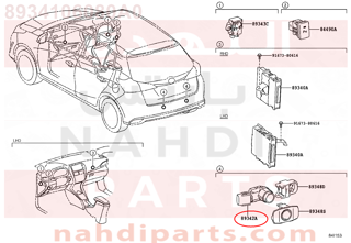 8934106080A0,SENSOR, ULTRASONIC, REAR CENTER,SENSاو ، بالموجات فوق الصوتية، CENTER REAR