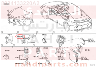 8934133220A2,SENSOR, ULTRASONIC, REAR CORNER,SENSاو ، بالموجات فوق الصوتية، CENTER REAR
