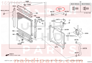 165710C130,HOSE, RADIATOR, NO.1,خرطوش ماء فوق 