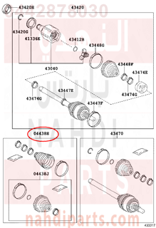 0442878030,BOOT KIT, FRONT DRIVE SHAFT, IN & OUTBOARD, LH,جلود عكوس داخلي و خارجي - يسار - طقم
