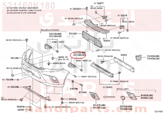 521160K180,SUPPORT, FRONT BUMPER SIDE, LH,قاعدة صدام امامي يسار