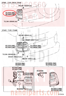 8155060560,LAMP ASSY, REAR COMBINATION, RH,اصطب رفرف خلفي يمين -كامل