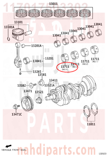 117017503302,BEARING, CRANKSHAFT,سبيكة مكينة 