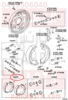 0449506040,SHOE KIT, REAR BRAKE,قماشات فرامل خلفى  