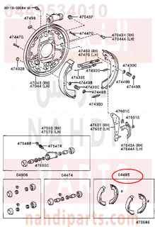 0449534010,SHOE KIT, REAR BRAKE,قماشات فرامل خلفى  