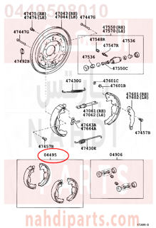0449508010,SHOE KIT, REAR BRAKE,قماشات فرامل خلفى  