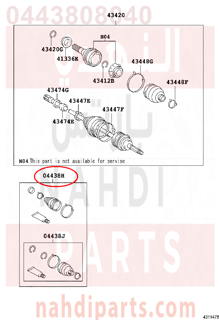0443808040,BOOT KIT, FRONT DRIVE SHAFT, IN & OUTBOARD, LH,جلود عكوس داخلي و خارجي - يسار - طقم