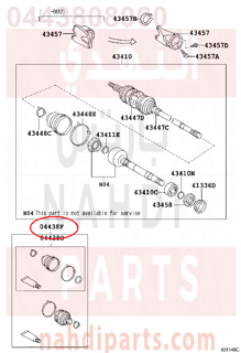 0443808060,BOOT KIT, FRONT DRIVE SHAFT, IN & OUTBOARD, RH,جلود عكوس أمامي داخلي و خارجي - يمين - طقم