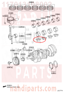 117013108002,BEARING, CRANKSHAFT,سبيكة مكينة 
