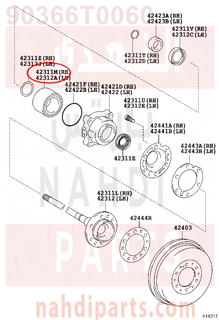 90366T0060,BEARING (FOR REAR AXLE SHAFT RH),رمان بلي
