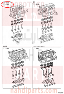 114000T160,BLOCK ASSY, SHORT,نصف مكينة 