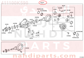411100K590,CARRIER ASSY, DIFFERENTIAL, REAR,كرونا  بنيون 