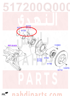 517200Q000,BEARING-FRONT WHEEL HUB,بيرنق هوب