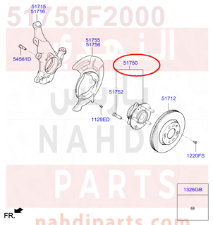51750F2000,HUB ASSY-FR WHEEL,فلنجة امامي