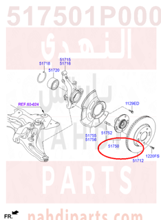 517501P000,HUB ASSY-FR WHEEL,A5000 فلنجة امامي