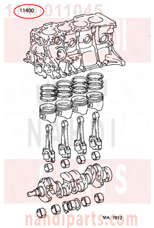1140011045,BLOCK ASSY, SHORT,نصف مكينة 