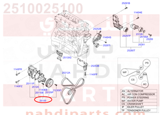 2510025100,PUMP ASSY-COOLANT,25002 طرمبة ماء