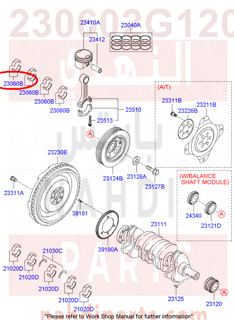 230602G120,BEARING PAIR SET-C/ROD,سبيكة متحرك