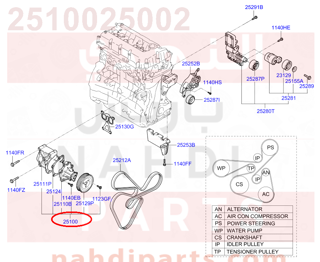 2510025002,PUMP ASSY-COOLANT,25100 طرمبة ماء