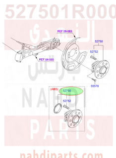 527501R000,HUB ASSY-RR WHEEL,فلنجة خلفي