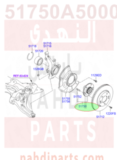 51750A5000,HUB ASSY-FR WHEEL,1P000 فلنجة امامي
