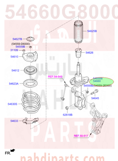 54660G8000,STRUT ASSY-FR,RH,مساعد امامي يمين