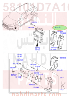 58101D7A10,PAD KIT-FRONT DISC BRAKE,قماش امامي