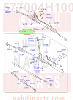 577004H100,GEAR & LINKAGE ASSY-P/S,علبة دركسون تحت