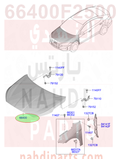 66400F2500,PANEL ASSY-HOOD,كبوت