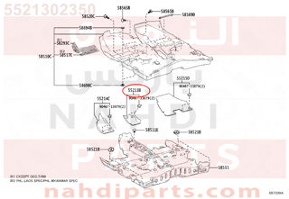 5521302350,PAD, DASH PANEL INSULATOR, NO.1,لباد 