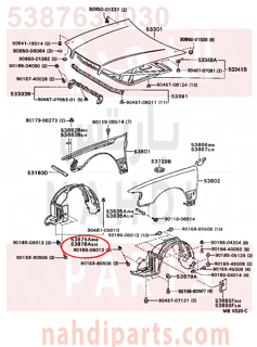 5387630030,LINER, FRONT FENDER, LH,بطانة رفرف أمامي يسار
