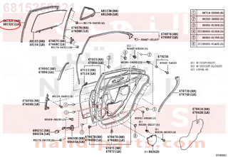 6815250021,RUN, REAR DOOR GLASS, LH,جري زجاج الباب الخلفي يسار 