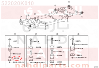 522020K010,CUSHIION SUB-ASSY, CAB MOUNTING, NO.1 LOWER,جلدة بودي