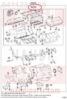 0411231080,GASKET KIT, ENGINE VALVE GRIND,نصف طقم وجيه 