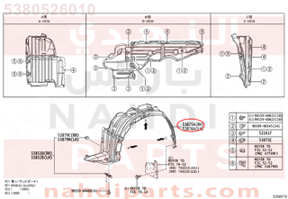 5380526010,LINER, FRONT FENDER, RH,بطانة رفرف أمامي يمين
