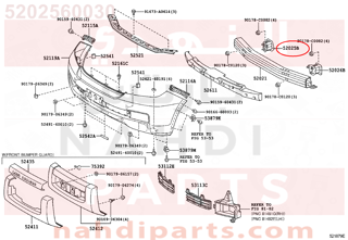 5202560030,EXTENSION SUB-ASSY, FRONT BUMPER, NO.2 RH,قاعدة شاصي 