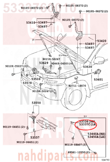 5333760010,BRACKET, HOOD STAY, LH,دعامة 